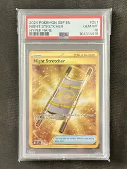 PSA 10 GEM MT 2024 Pokemon Surging SSP NIGHT STRETCHER #251/191 HYPER RARE GOLD - Image 1
