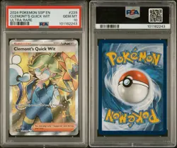 2024 POKEMON SSP EN-SURGING SPARKS ULTRA RARE #229 CLEMONT'S QUICK WIT PSA 10 - Image 3