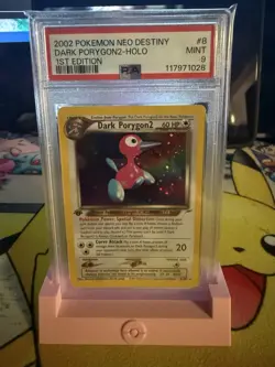 Pokemon 1st Edition Dark Porygon 2 8/105 Neo Destiny Holo PSA 9 - Image 1