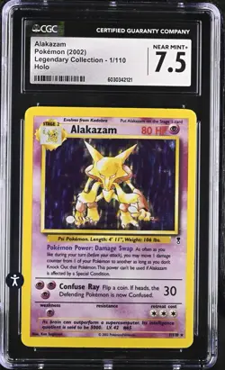 Pokemon Legendary Collection 1/110 Alakazam Holo Rare 2002 CGC 7.5 NEAR MINT+ - Image 2