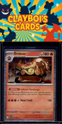 Emboar SV: White Flare Pokemon 013/086 Holo Rare NM+ - Image 1