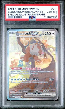 2024 POKEMON TWM EN-TWILIGHT MASQUERADE #216 BLOODMOON URSALUNA EX PSA 10 - Image 1