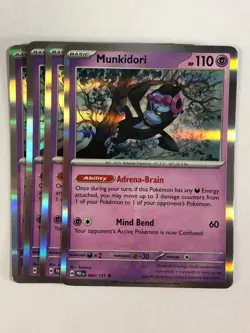 Pokemon TCG Prismatic Evolutions 4x Playset Holographic Munkidori 044/131 NM - Image 1