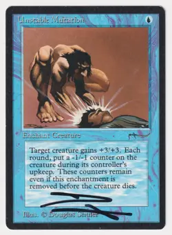 Signed Unstable Mutation MP Arabian Nights Artist Douglas Shuler 1993 MTG Magic! - Image 1