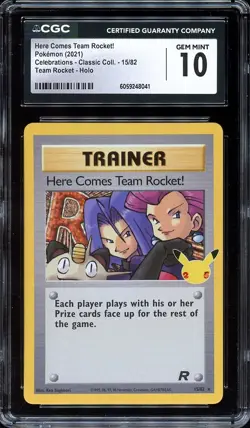 Pokemon Celebrations Here Comes Team Rocket! Holo 15/82 CGC 10 GEM MINT - Image 1