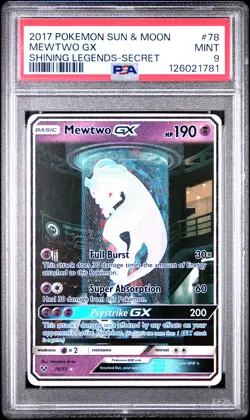 2017 POKEMON SUN & MOON SHINING LEGENDS SECRET #78 MEWTWO GX PSA 9 - Image 1