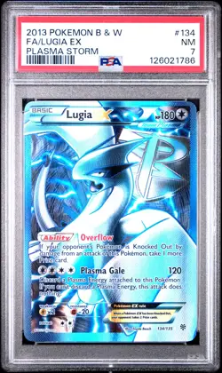 2013 POKEMON B&W PLASMA STORM #134 FULL ART/LUGIA EX PSA 7 - Image 1