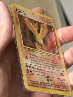 1999 Pokemon TCG Fossil Moltres Holo Rare Card #12/62 Vintage WOTC Damaged - Image 5
