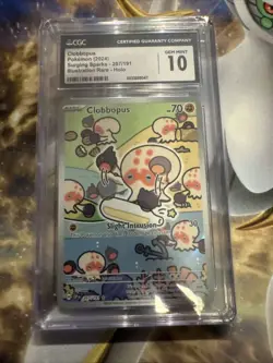 Pokemon TCG Clobbopus Card 207/191 Surging Sparks Illustration Rare Graded 10 - Image 1