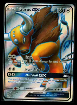 Pokemon TCG 144/149 Tauros GX Sun and Moon Ultra Rare Full Art Holofoil Card NM - Image 1
