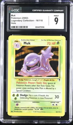 CGC 9 MINT Muk 2002 Legendary Collection 16/110 Holo Pokemon Card - Image 1