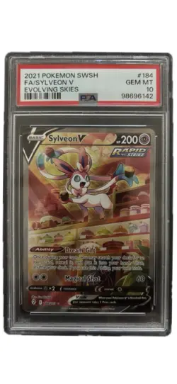 Pokemon Sylveon v 2021 SWSH Evolving Skies Full Art Ultra Rare Card 184 PSA 10 - Image 1