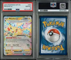 2024 POKEMON SSP EN-SURGING SPARKS #057 PIKACHU EX PSA 10 - Image 3