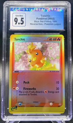 CGC 9.5 Gem Mint Torchic Reverse Holo Black Star Promo Pokemon 008 Blue Label - Image 1