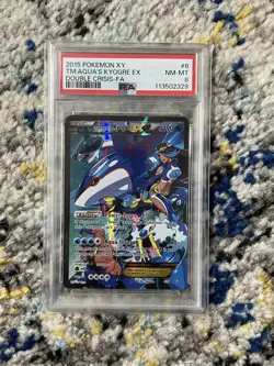 2015 POKEMON XY DOUBLE CRISIS #6 FULL ART/TEAM AQUA'S KYOGRE EX PSA 8 - Image 1