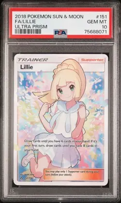 Lillie 151/156 Pokemon PSA 10 GEM MINT Ultra Prism Full Art Ultra Rare - Image 1