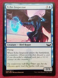 Magic The Gathering STREETS OF NEW CAPENNA FOIL ECHO INSPECTOR blue card MTG - Image 1