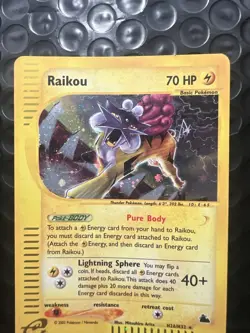 Raikou H26/H32 Skyridge Holo Rare Pokemon TCG Nintendo e-reader legendary LP - Image 3