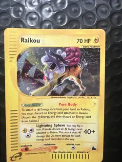 Raikou H26/H32 Skyridge Holo Rare Pokemon TCG Nintendo e-reader legendary LP - Image 5