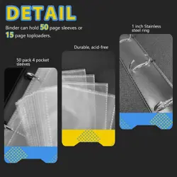 TopLoader Binder Trading Card Binder with Sleeves Card Album Zipper Binder Black - Image 3