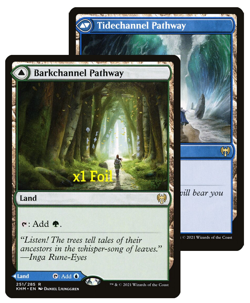 MTG Foil Kaldheim KHM Barkshannel Pathway/Tidechannel Pathway MINT - Image 1