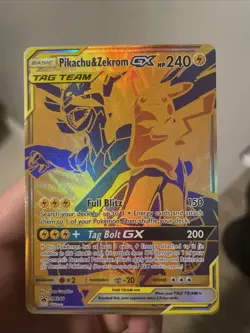Pokemon TCG Zekrom and Pikachu GX SM248 2021 Black Star Promo Gold Full Art NM - Image 2