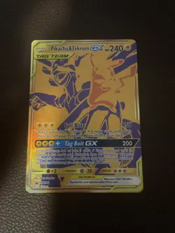Pokemon TCG Zekrom and Pikachu GX SM248 2021 Black Star Promo Gold Full Art NM - Image 4