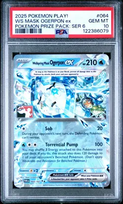 2025 POKEMON PLAY! POKEMON PRIZE PACK: SER 6 WELLSPRING MASK OGERPON EX PSA 10 - Image 1