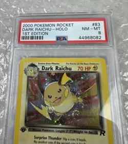 2000 Pokemon Rocket 1st Edition Dark Raichu Holo Rare #83/82 PSA 8 NM-MT - Image 3