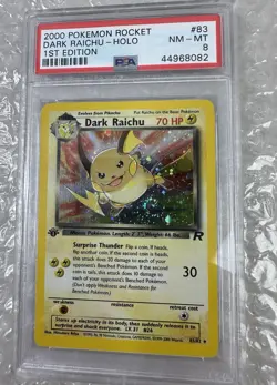 2000 Pokemon Rocket 1st Edition Dark Raichu Holo Rare #83/82 PSA 8 NM-MT - Image 4