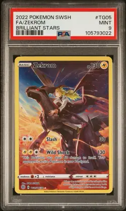 2022 POKEMON SWORD & SHIELD BRILLIANT STARS #TG05 FULL ART/ZEKROM PSA 9 - Image 1