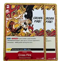One Piece Card pillars of strength Eng Op03-017 Cross Fire UC set x 2 - Image 1
