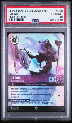 Disney Lorcana Jafar Striking Illusionist Enchanted EN3 #208/204 PSA 10 GEM MINT - Image 1