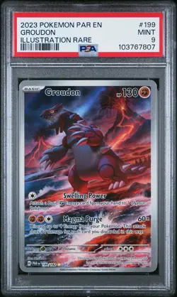 2023 POKEMON PAR EN-PARADOX RIFT ILLUSTRATION RARE #199 GROUDON PSA 9 - Image 1