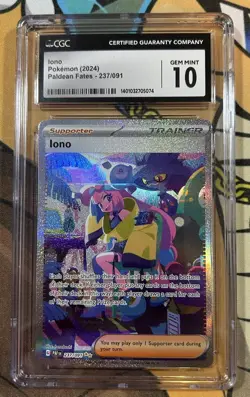 CGC Gem Mint 10 Iono 237/091 Pokemon Paldean Fates Special Illustration Rare - Image 1