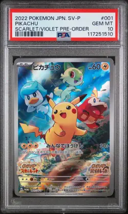 2022 Pokemon Japanese SV-P Pikachu Scarlet/Violet Pre-Order PSA 10 Gem Mint #001 - Image 1