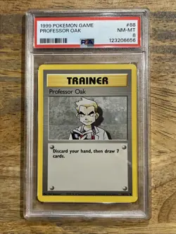 GRADED PSA 8 1999 Pokemon Game Professor Oak #88 - Image 1