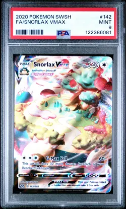 2020 POKEMON SWORD & SHIELD #142 FULL ART/SNORLAX VMAX PSA 9 - Image 1