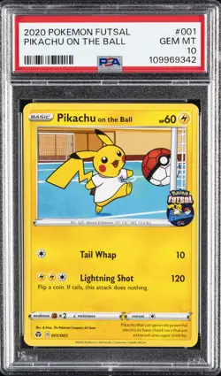 2020 POKEMON FUTSAL #001 PIKACHU ON THE BALL PSA 10 - Image 1