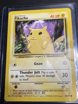 Pokemon Card Pikachu 58/102 Yellow Cheeks Base Set Unlimited Vintage PSA 1 U - Image 1