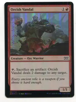 Magic The Gathering MTG Double Masters Foil Card #137 Orcish Vandal - Image 1