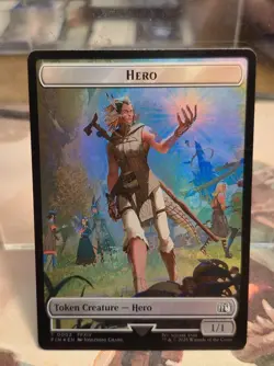 FOIL T 0002 Hero 0014 Wizard Creature Emblem Token Final Fantasy FIN MTG - Image 1