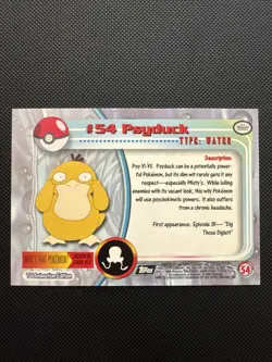 Pokemon Topps Psyduck #54 Holo Foil TV Animation Edition NM Black Logo - Image 2
