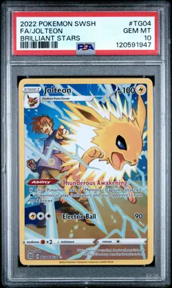 2022 POKEMON SWORD & SHIELD BRILLIANT STARS #TG04 FULL ART/JOLTEON - PSA 10 - Image 1