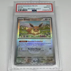 2025 POKEMON EEVEE - PRE EN-PRISMATIC EVOLUTIONS POKE BALL REVERSE HOLO PSA 10 - Image 1