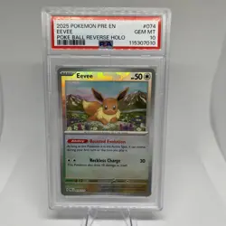 2025 POKEMON EEVEE - PRE EN-PRISMATIC EVOLUTIONS POKE BALL REVERSE HOLO PSA 10 - Image 2