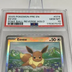 2025 POKEMON EEVEE - PRE EN-PRISMATIC EVOLUTIONS POKE BALL REVERSE HOLO PSA 10 - Image 4