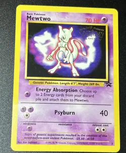 MEWTWO KIDS WB POKEMON Cards FIRST Movie Black Star PROMO 3 Damaged - Image 1