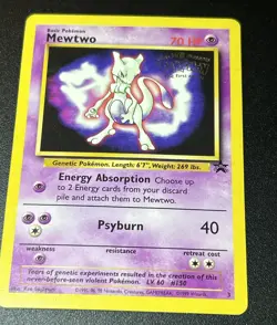 MEWTWO KIDS WB POKEMON Cards FIRST Movie Black Star PROMO 3 Damaged - Image 2