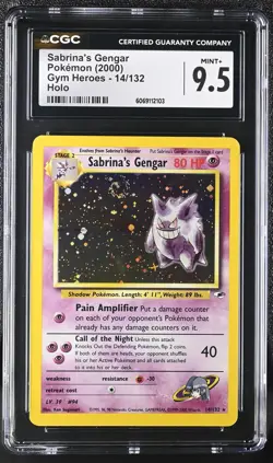 CGC 9.5 MINT+ Sabrina's Gengar 2000 Gym Heroes 14/132 Holo SWIRL Pokemon Card - Image 1